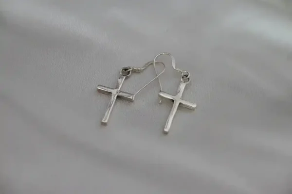 Cross-Earring oxidised silver - Image 4