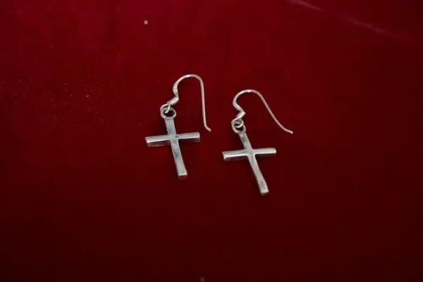 Cross-Earring oxidised silver - Image 3