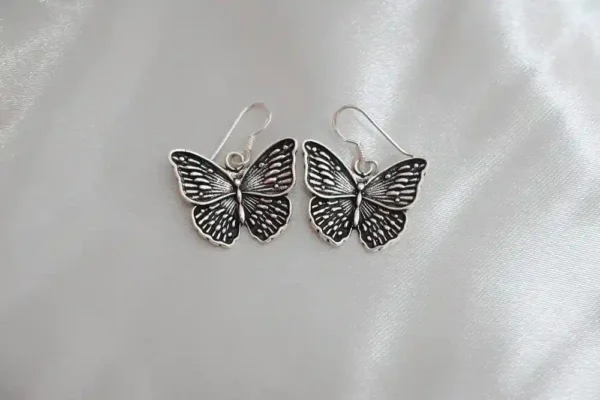 Butterfly-Earring oxidised silver - Image 2