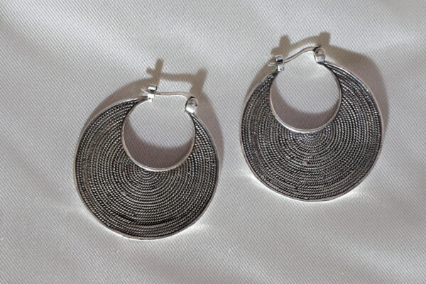 Filigree hoops traditional jewllery oxisidised - Image 2